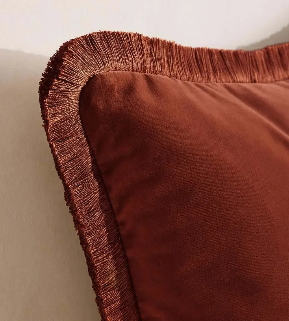 Soho Home Margeaux Cushions Rust Velvet Feather Throw Pillows Setof5
